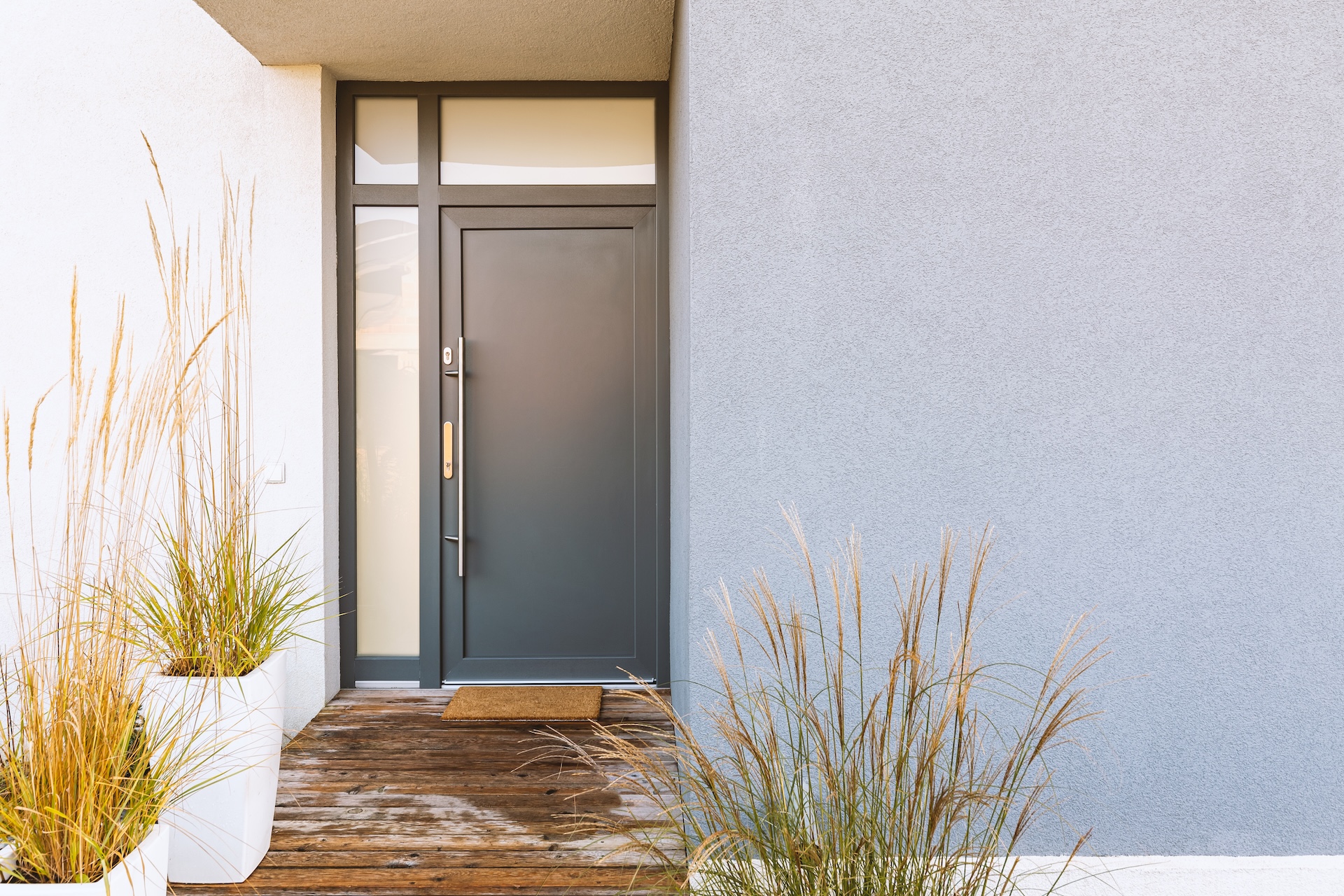 Front door of an apartment house or building